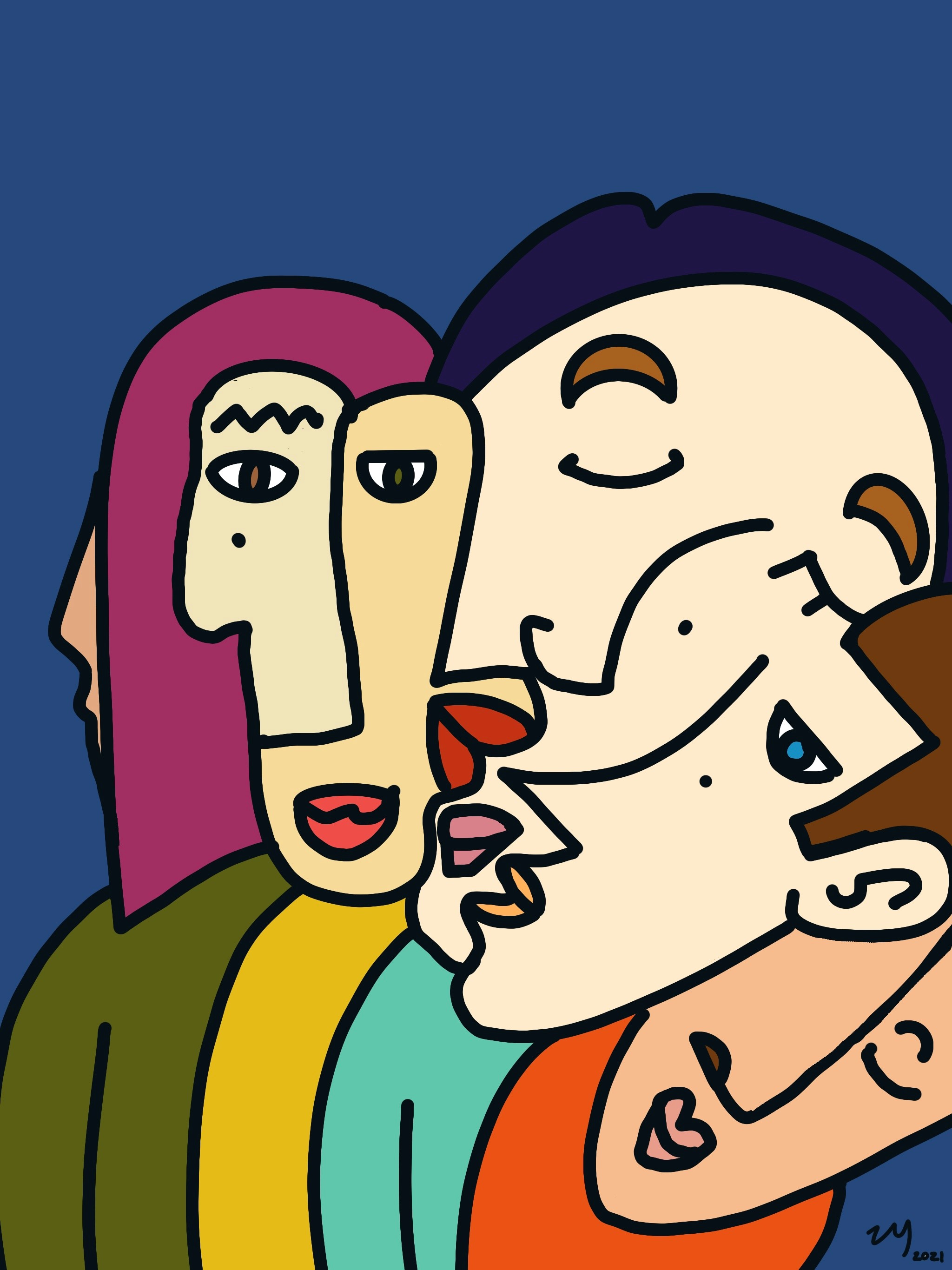 Faces in Blue